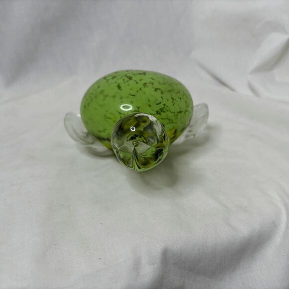 Hand Blown Art Glass Sea Turtle Large 7" Fifth Avenue Crystal Green Figurine - Picture 3 of 9